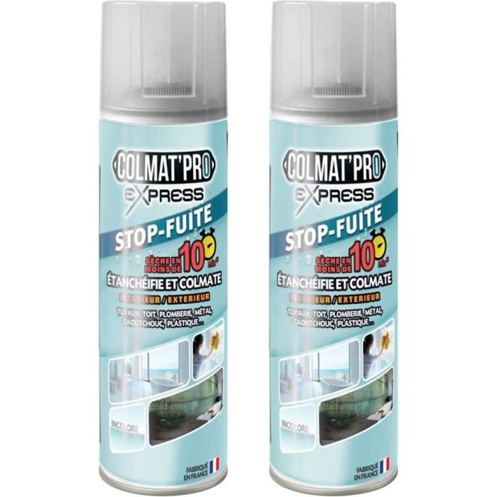 Lot de 2 Colmat’Pro Express 300 ml couleur incolore– Stop-Fuite, Etanchéifie, Colmate et Protège votre intérieur et extérieur