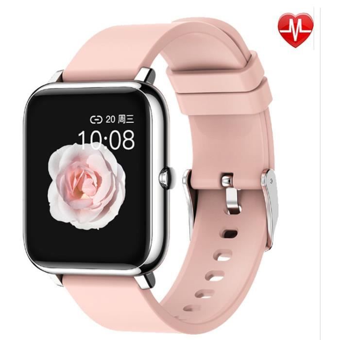Pink Sky Summer P22 montre intelligente plein écran tactile fréquence cardiaque pression artérielle IP67 étanche rappel d'alarme Sma