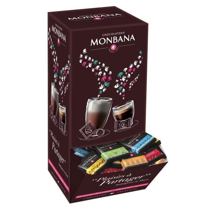 150 carrés de chocolat noir MONBANA, chocolat noir pures origines, Chocolat noir du Ghana, d'Equateur, du Costa Rica, de Papouasie e