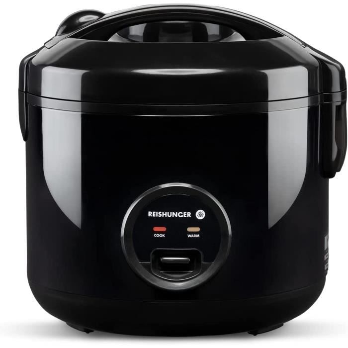 Reishunger Cuiseur de riz et cuiseur capacité de 1,2 l à vapeur Noir avec fonction de maintien au chaud - Pour 1-6 personnes - Prépa