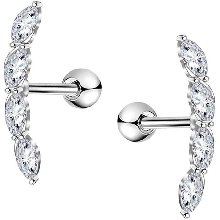 OUFER 2PCS Helix Piercing Oreille Cartilage 16G en Acier Inoxydable 316L CZ Courbé Vigne Piercing Tragus Bijoux de Piercing