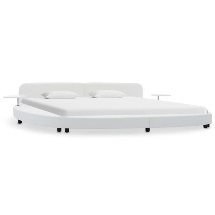 Cadre de lit Style Industriel Blanc Similicuir 180 x 200 cm