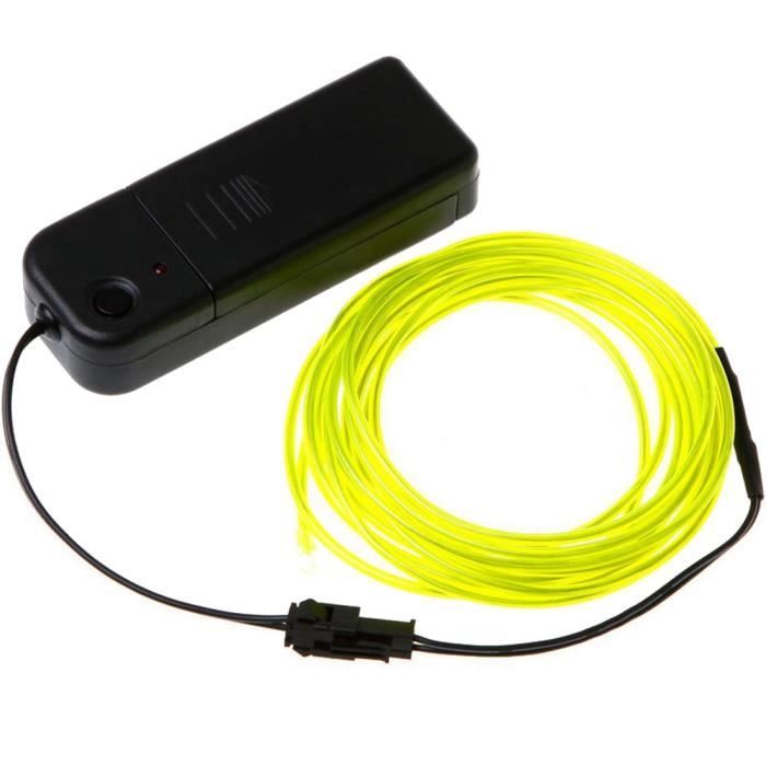 Fil Electroluminescent Fil de Neon Lumineux (El Fil) avec Controleur de Pile (Vert vif, 3 Metre)