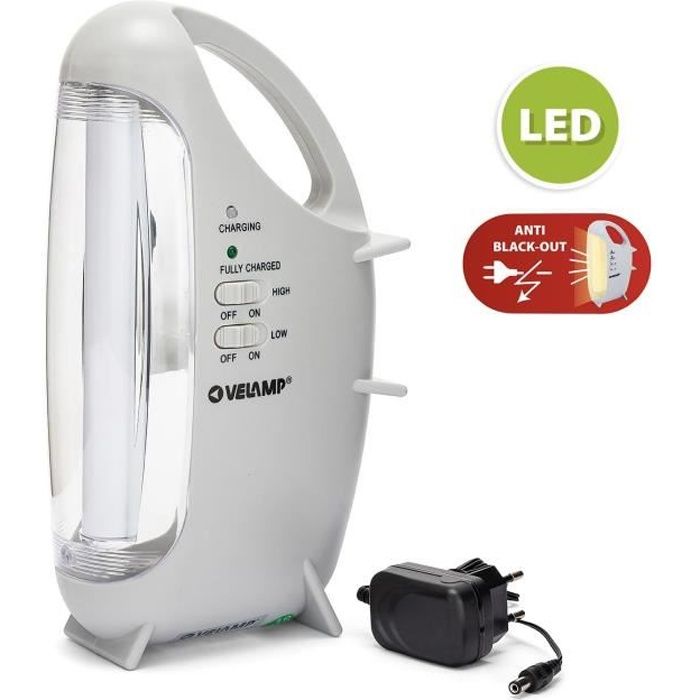 Velamp IR160EVO Lampe LED portative rechargeable 320 lumen avec fonction anti coupures de courant, Plastique, 4.5 W,  IR160EV