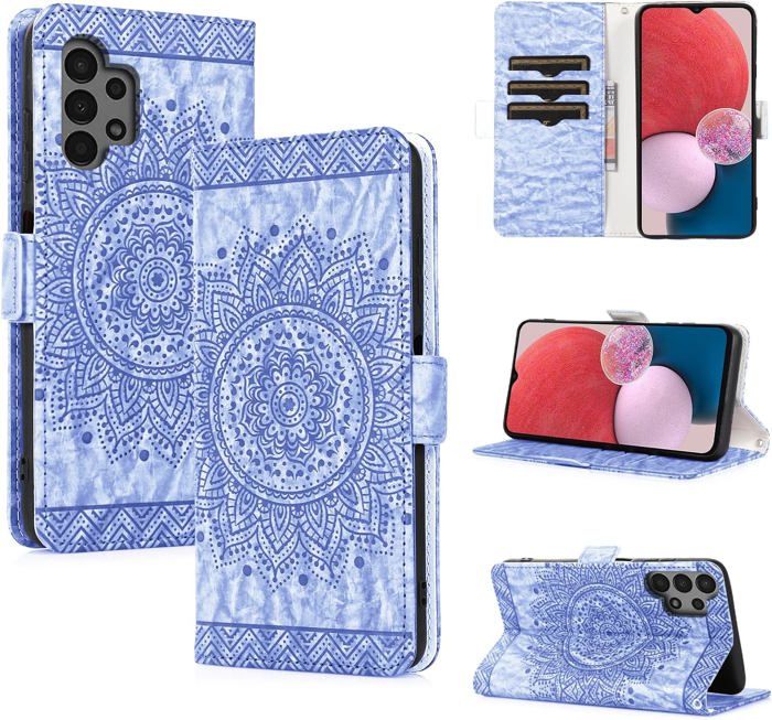 Coque Samsung Galaxy A13 5G Avec Support pour Cartes Bleu Ciel main image 1
