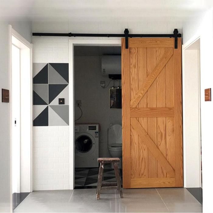 WOTTES 230cm Quincaillerie Kit de Rail pour Porte Coulissante avec Guide de Plancher de Porte de Grangeforme de J