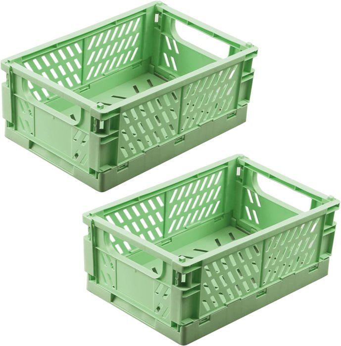 Lot De 2 Caisses De Rangement Pliables En Plastique - 40x30x15 Cm - Bleu - Pour Cuisine, Bureau, Déménagement