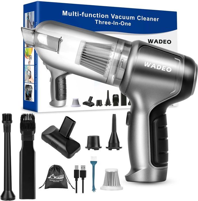 NVKHG Aspirateur à Main, 12000Pa Type-C Rechargeable Portable Léger Mini Aspirateur, 3 en 1 Aspirateur de Voiture avec Moteur sans Brosse, pour Voiture Animaux Maison Car