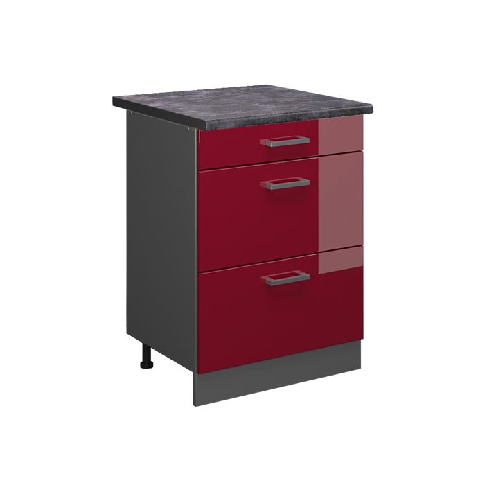 Vicco cuisine en angle r-line, bordeaux haute brillanceanthracite, 227