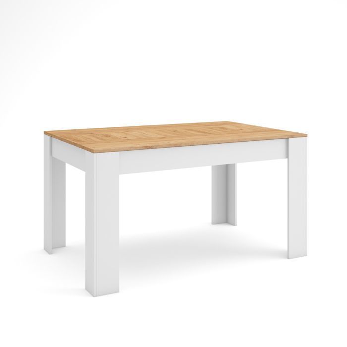 Table à manger Meuble Salle à Manger 140x90x76 cm Pour 6 personnes Chêne et blanc RF3655 Table à manger Meuble Salle à Manger 140x90x76 cm Pour 6 personnes Chêne et blanc RF3655