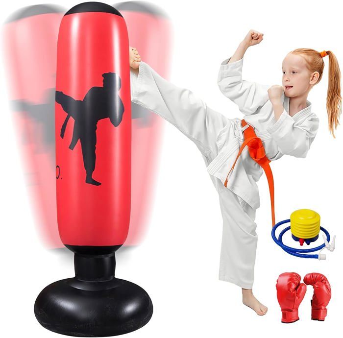 Sac De Boxe Enfant FOYOCER 160 Cm Avec Gants - Gonflable, Rebond Immédiat | Pour MMA, Karaté