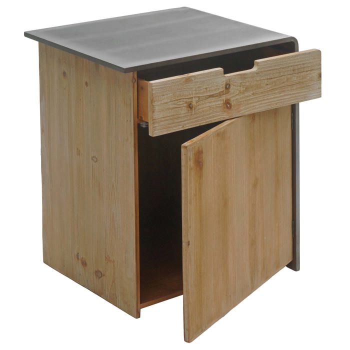 Commode table de chevet table d appoint industrielle en bois 60x50x40 cm naturel avec aspect metal 04_0006511