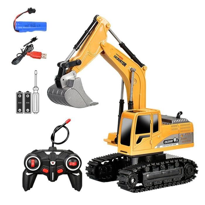 Camion Excavateur Télécommandé YSAMAX - Bulldozer Construction, Jaune/grise, Neuf