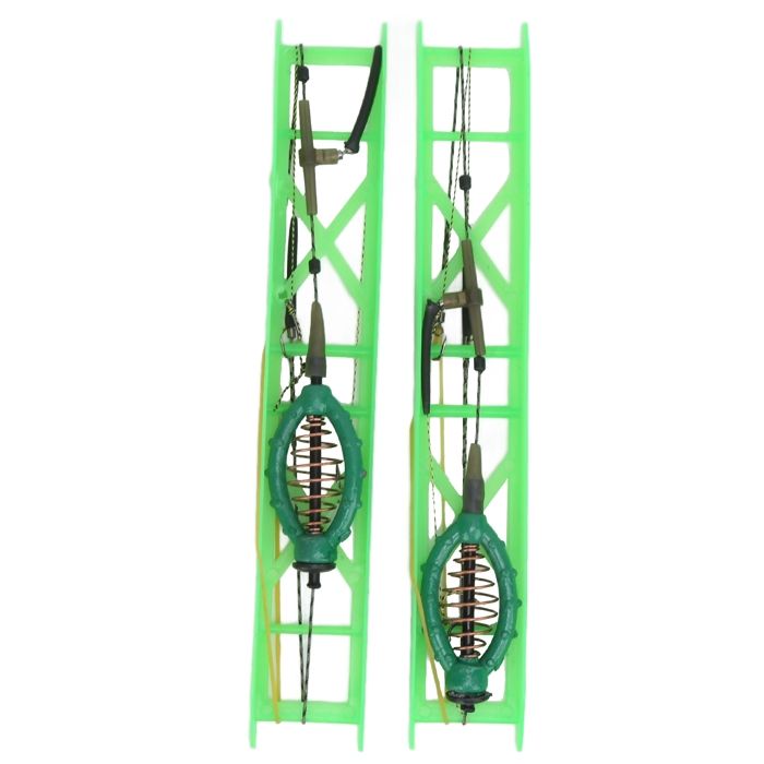 Lot de 2 cages dalimentation de pêche durables avec support à ressort et plomb pour poissons et carpes 60 g