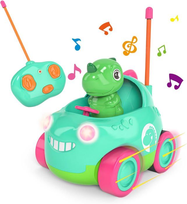 Kiztoys Voiture Telecommandé Enfant, 4WD RC Dinosaure Monster Truck Tout Terrain Jouet Vehicule Avec Pulverisation Brumisatio Amz