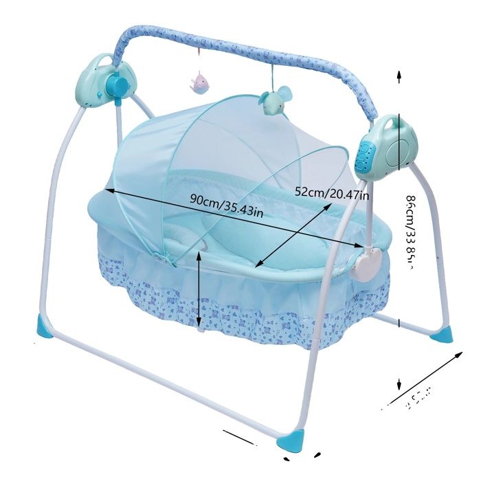 Berceau électrique pour bébé avec vitesses de balancement réglables et musique pliable et portable Balancelle Variante : Bleu