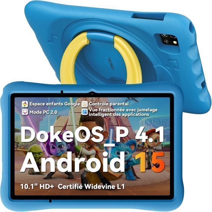 Tablette Enfant OSCAL Pad60 Kids dès 3 Ans 101 Android 15，12Go +128GoWiFi 6Google Kids SpaceContrôle ParentalCoque Anti Choc