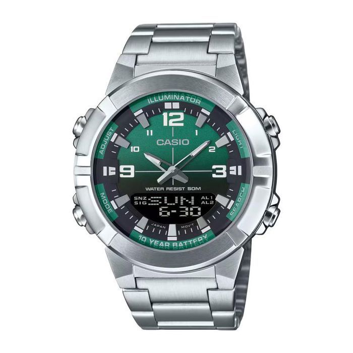 Montre homme - Casio - AMW-870DA-3AVDF - Acier inoxydable - Affichage numérique/analogique - Cadran vert