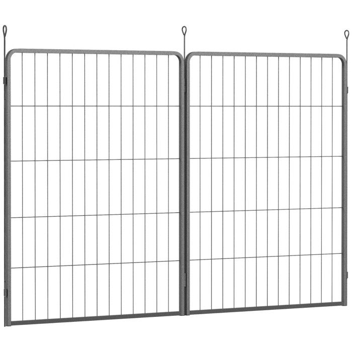 Comparer les prix de Enclos - Chenil Lot De 2 Panneaux De Clôture Extensibles Exterieurs 80x100cm Acier Noir Pour Chiens Petits Et Grands