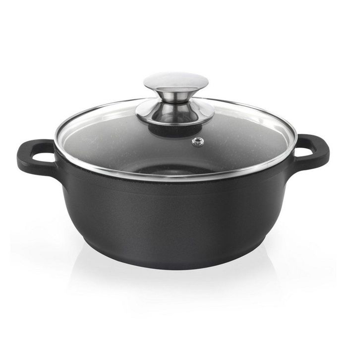Casserole antiadhésive avec couvercle en verre - ORION - 16 cm - Granit PFLUON - Tous feux dont induction