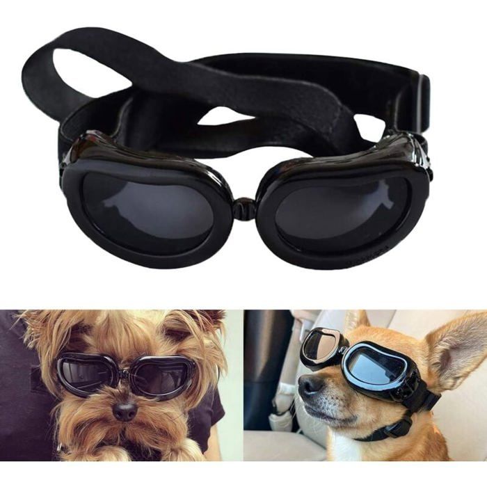 Lunettes de soleil pour chien - Étanches - anti-UV - Pour petits chiens et chats - Noir Étiquette