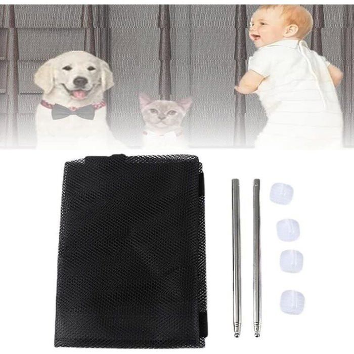 Filet Sécurité Escalier 180x72cm Noir Balcon et Barrière Chien Crochets Solides Protection Enfant