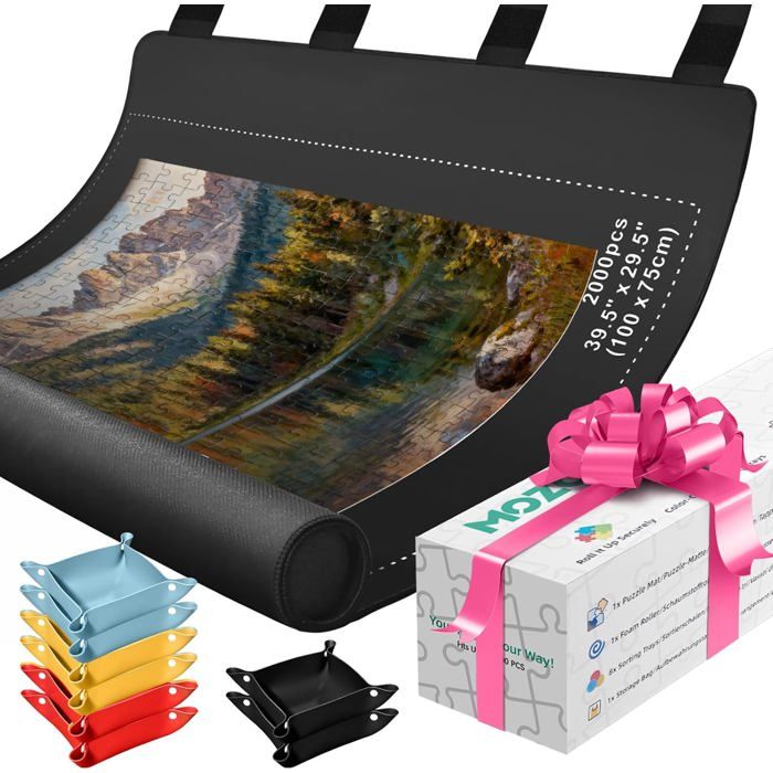 MOZOOSON Tapis Puzzle 2000 Pièces avec 8 Plateaux de Tri - Tapis Antidérapant et Tube de Rangement Idéal Cadeau