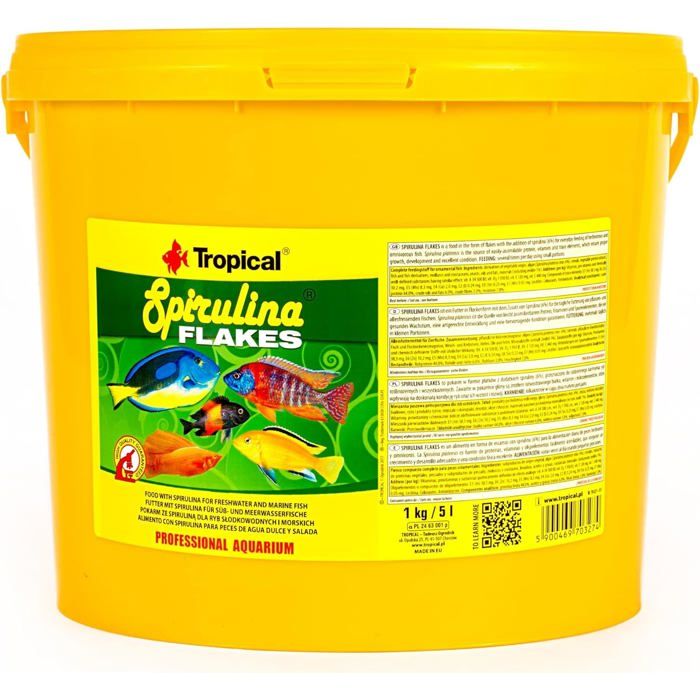 Comparer les prix de Flocons de Spiruline - TROPICAL - 1kg - Riche en protéines - Nourriture pour poissons - Eau douce et mer