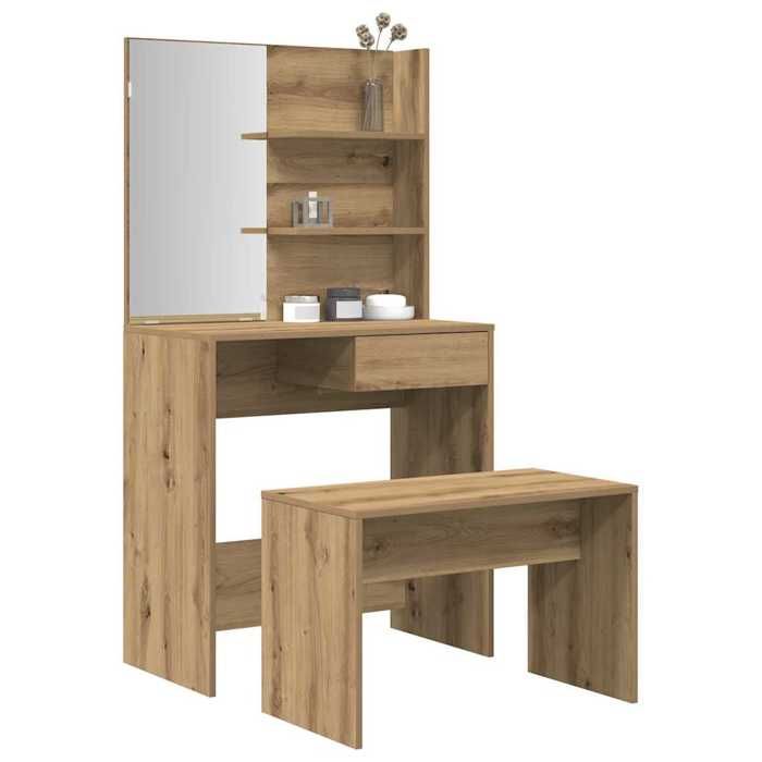 Coiffeuse moderne en bois dingénierie - vidaxl - 74.5x40x141 cm - Chêne artisanal - Miroir inclus