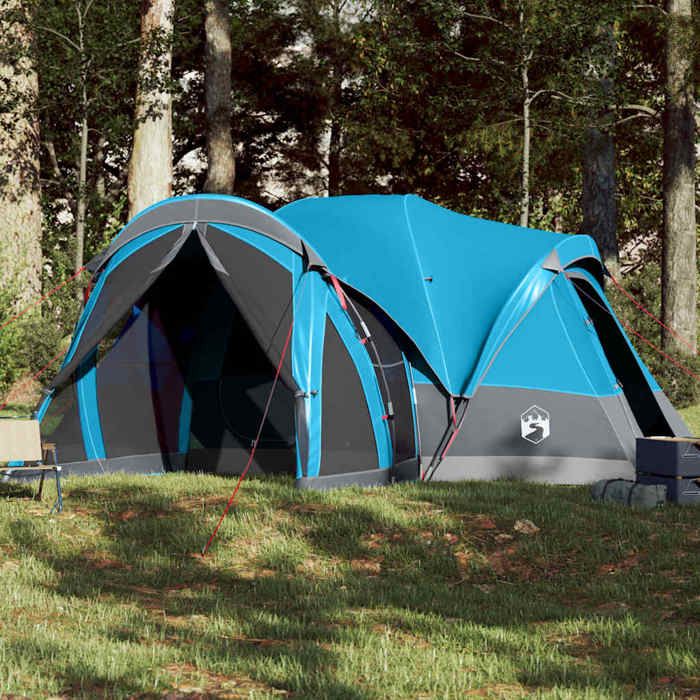 Tente familiale tipi - vidaXL - 8 personnes - Bleu - Imperméable - 490x459x170/196 cm - 2 chambres - 2 portes