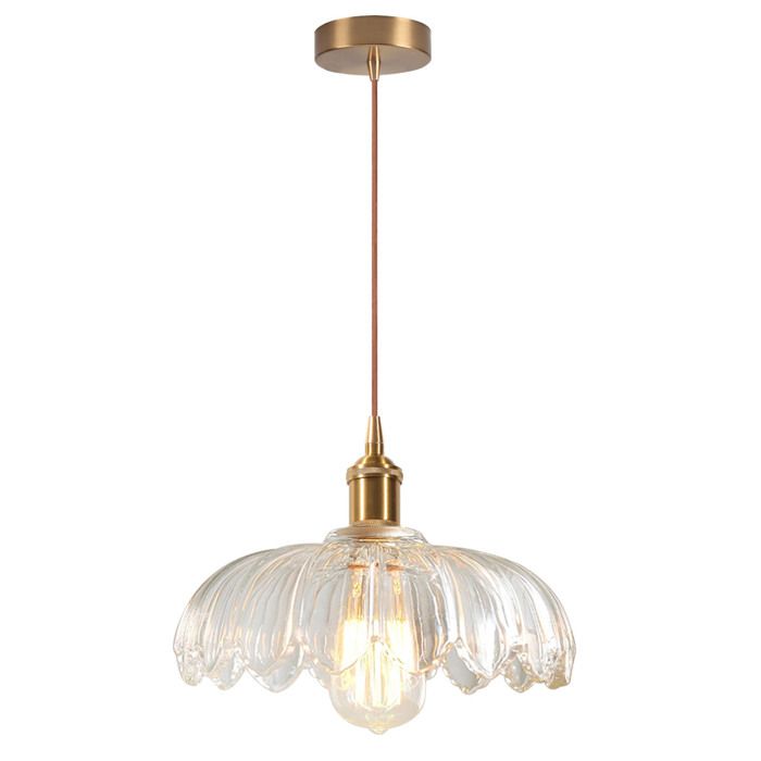 WOTTES 1 x Suspension Luminaire en Verre Lotus Transparent Ø25cm Industriel Vintage Lustre Pendentif Créative Pour Couloir Salon