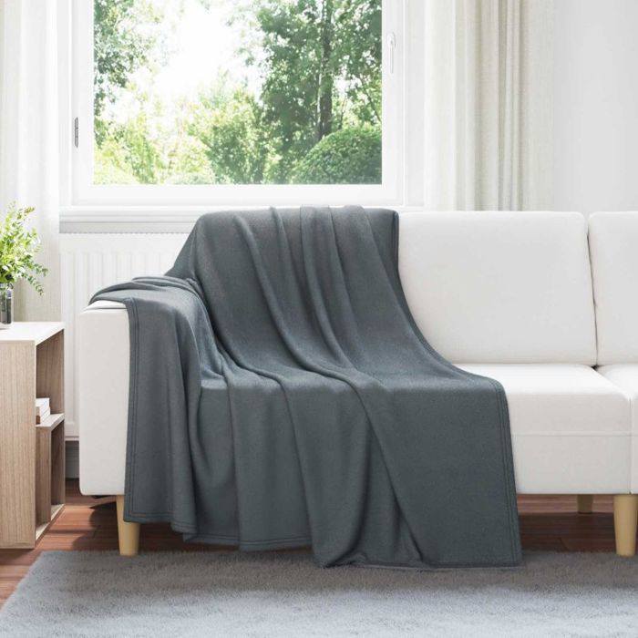Couverture / Plaid - VIDAXL - Toison - Gris foncé - 200 x 150 cm - Fleece doux