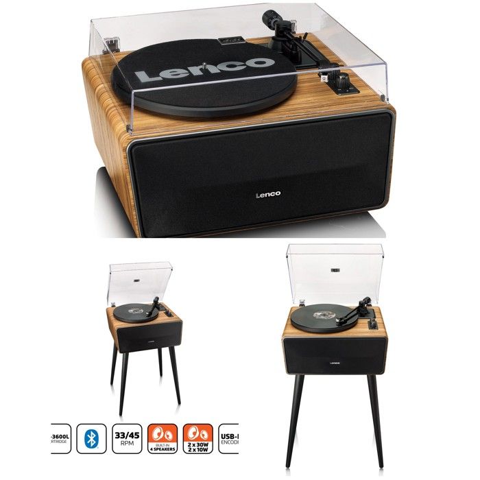 Lenco LS-50 Platine Vinyle Avec Haut-Parleurs Intégrés - USB Conversion Numérique - Boîtier Bois
