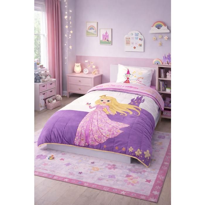 Couette - Princesse/Fée - 140 x 200 1 personne - Tempérée / Toutes saisons - Garnissage 300 g/m² microfibre
