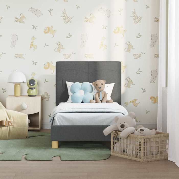 BEAU Cadre de lit - Tête de lit - SARAZYJ - Meuble de chambre - 1 Personnes - pour tout-petit avec tête de lit Gris foncé