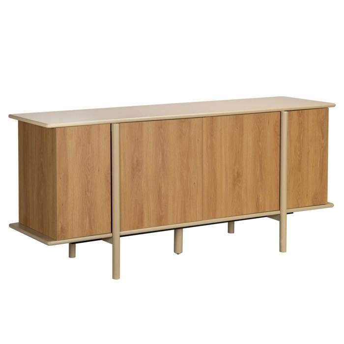 Buffet effet bois 4 portes 180 cm crème Nelio - Oviala Buffet effet bois 4 portes 180 cm crème Nelio - Oviala