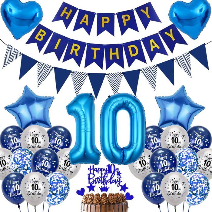 Ballons 10 Ans Anniversaire Vert, Ballon 10 Ans Garçon Fille