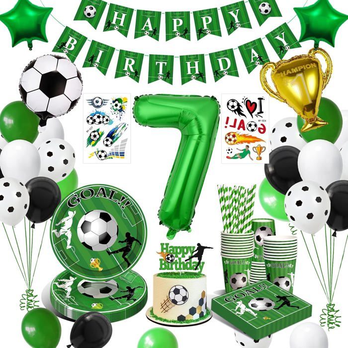 Foot Deco Anniversaire 7 AnFootball Vaisselle De Fete Football DecorationKit Anniversaire Football GarçonFoot Theme Papier Pail