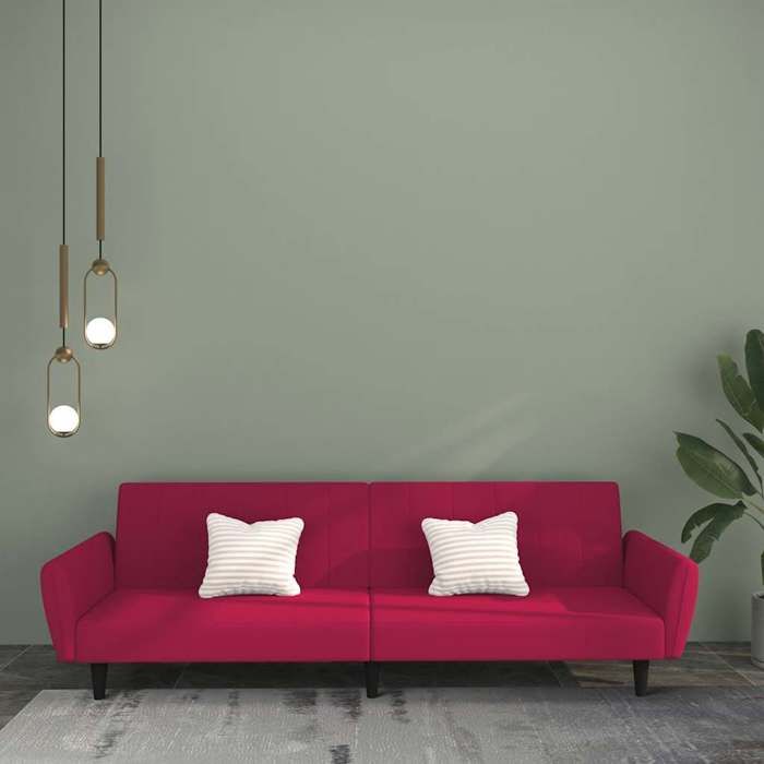 Sofa intérieure moderne vidaXL Canapé-lit 2 places rouge bordeaux velours(1992）