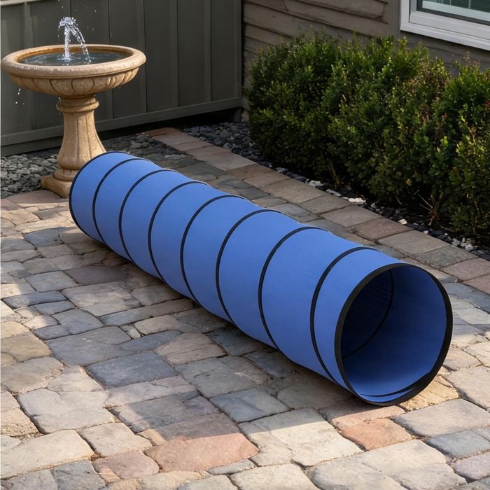 Tunnel dagilité en polyester Oxford soft blue 300 x 50 cm avec sac et piquets pour chien