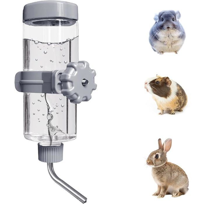 Gourde pour Hamster 500 ML pour Petits Animaux de Compagnie Pas de Fuite eau pour LapinsGris 500ml BIBERON
