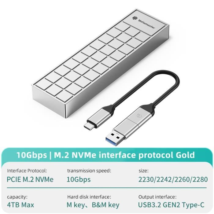 10 Gops d'argent - Yottam84Gardens Adaptateur pour NVMe UASP USB3.1 ...