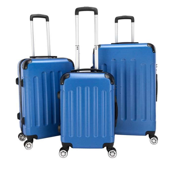 NUMADA - Set de Valises 3 pièces Bleu, 1 Valise de Cabine 55 Cm, ​​1 Valise  Moyenne 63 Cm et Trousse de Toilette