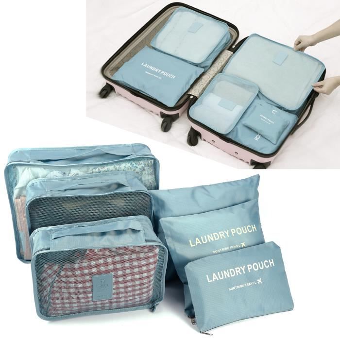 valise ou sac /à mai Lot de 6 organiseurs de bagage et syst/ème de cube de compression pour voyage avec sac /à chaussures Lot de 6 cubes demballage de voyage accessoires pour organiser vos v/êtements