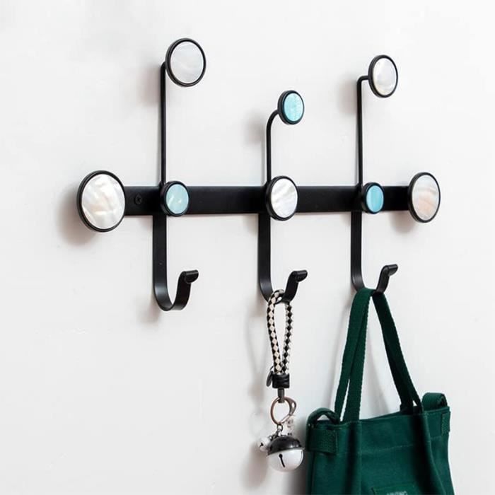 5 Crochets Muraux Double Patère Noir - Pour Manteaux, Sacs, Cuisine...