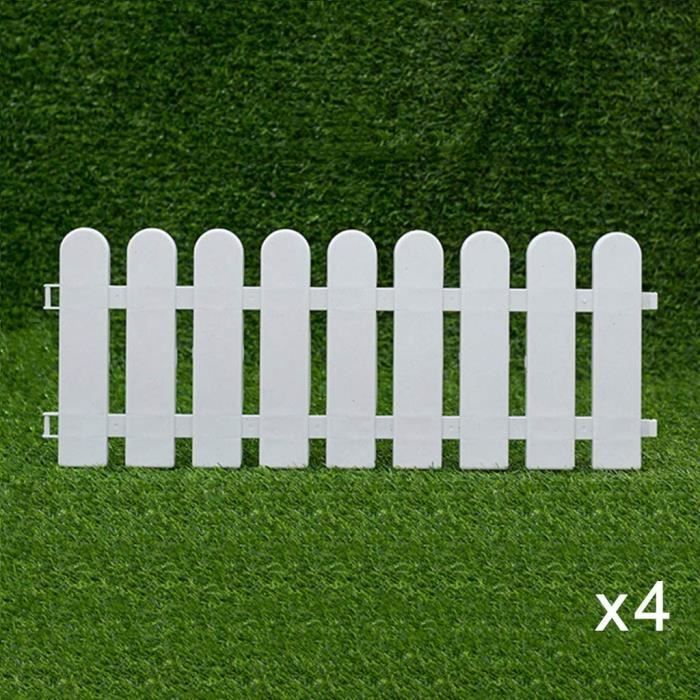Bordure de bordure de jardin blanc, clôture extérieure en pvc 4pcs, facile à enficher, bordure de clôture décorative pour par[A120]