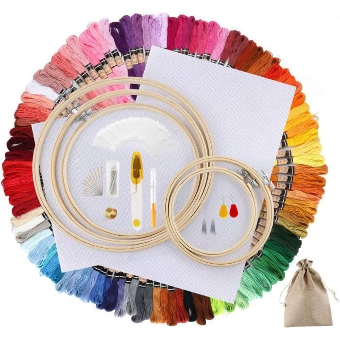 Framendino, Lot De 24 Mini Cercles à Broder Ronds Et Ovales En Bois Pour Point De Croix, Cadre En Bois Pour Loisirs Créatifs, Décoration à Suspendre (8 Styles