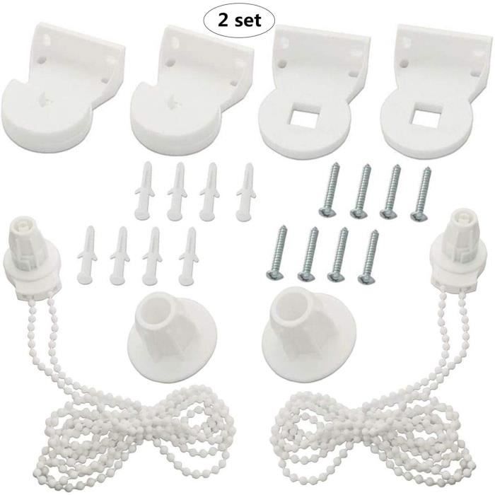 Lot De 2 Kits De Réparation Pour Store Roulant 25mm - Supports Plastique + Chaîne Perlée 2m, Facile à Installer