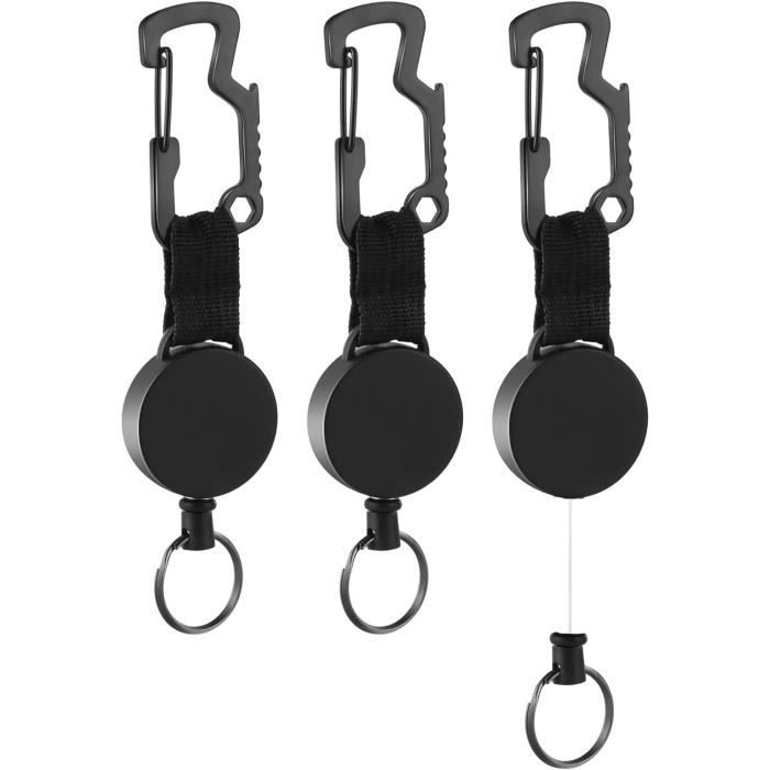 Rétractable Porte-clés multifonction,3PCS Porte clef robuste avec  mousqueton pour outils multiples, porte-clés, lanière et enrouleur -  Cdiscount Beaux-Arts et Loisirs créatifs