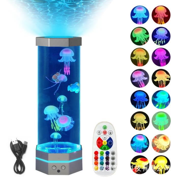 Lampe à lave - Méduse - Télécommande - Rechargeable USB - LED - Design Contemporain